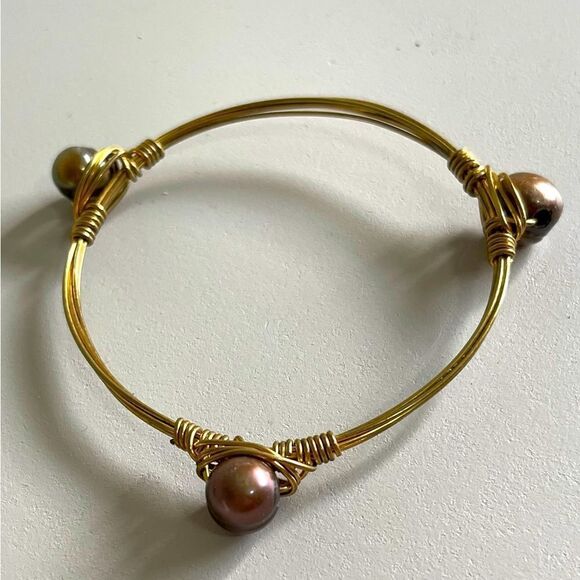 other Jewelry - EUC Brown Pearl wire wrap bracelet.